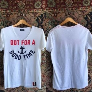 Zara V Neck Anchor Out for a Good Time Tee